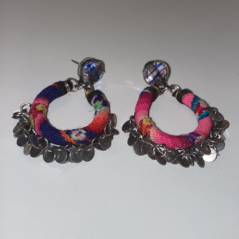 DANNINO Multi-Color Woven/Silver Earrings- NEW